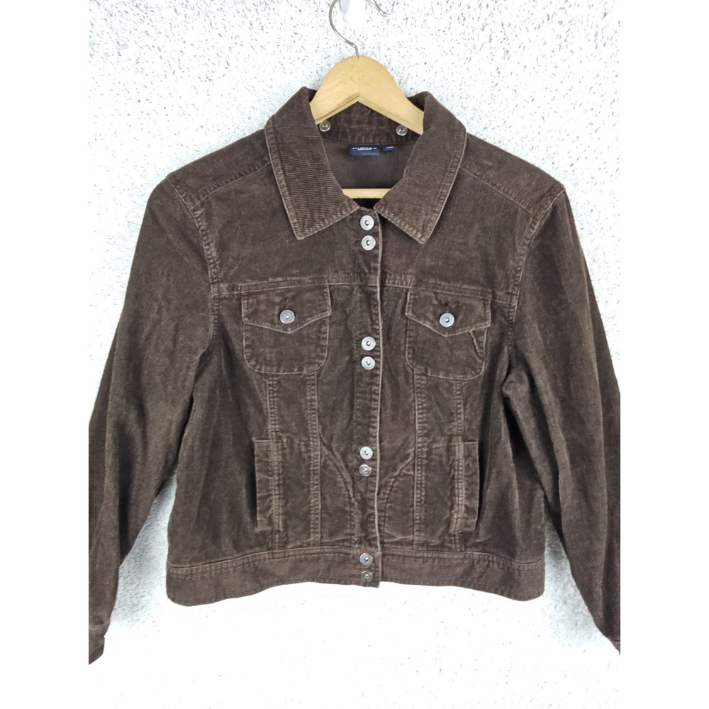 Vintage Sonoma Corduroy Jacket Womens Large Brown Double Buttons Preppy Academia